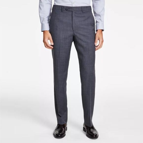 Michael Kors Men's Grey Solid Wool Stretch Classic-Fit Suit Pants Size 38W 30L - Picture 1 of 5
